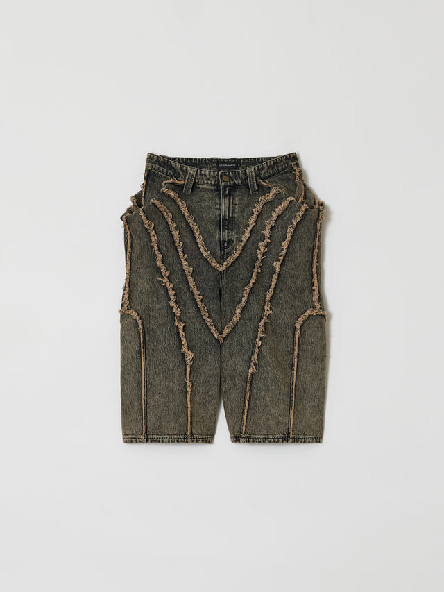 SS26 RAW EDGE BLACKHOLE BERMUDA PANTS (-40%)