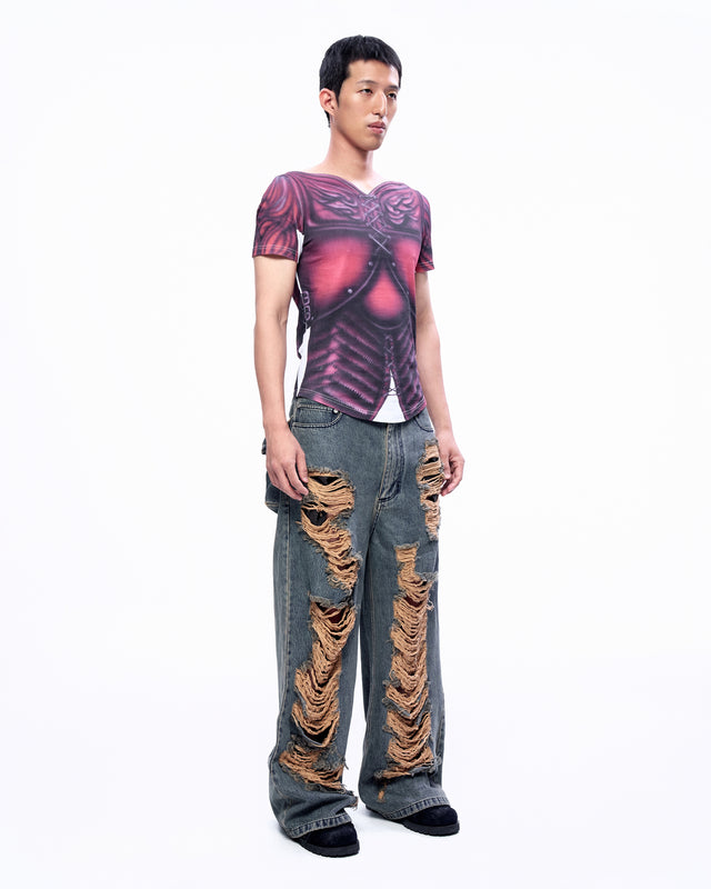 SS23 RED ARMOUR AIR BRUSH PRINT TOP (-30%)