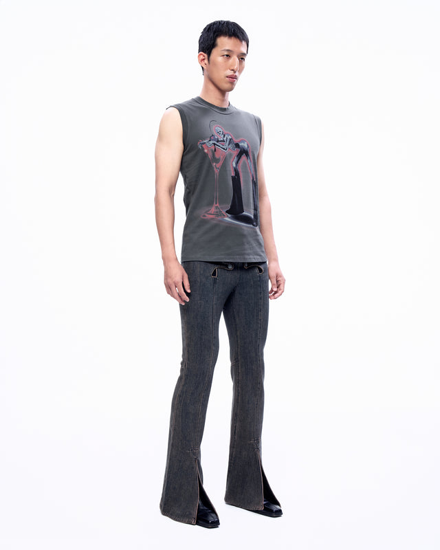 AW23 FURRY SKELETON PRINT SLEEVELESS TOP (-30%)