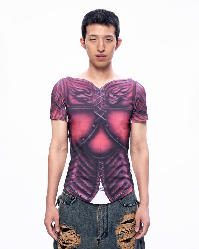 SS23 RED ARMOUR AIR BRUSH PRINT TOP (-30%)