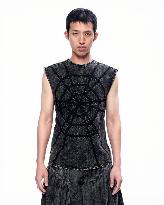 SS23 DENIM SPIDERWEB TOP (-30%)