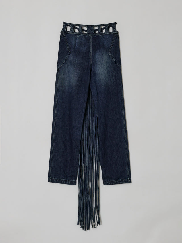 SS22 FRONT CIRCLE PANEL FRINGE JEANS (-40%)