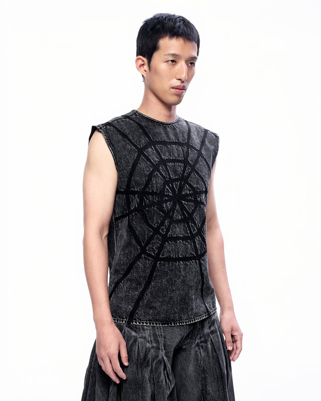 SS23 DENIM SPIDERWEB TOP (-30%)