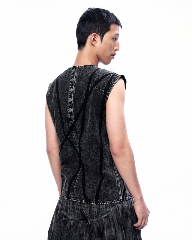 SS23 DENIM SPIDERWEB TOP (-30%)