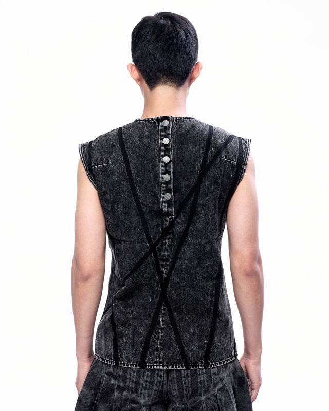 SS23 DENIM SPIDERWEB TOP (-30%)