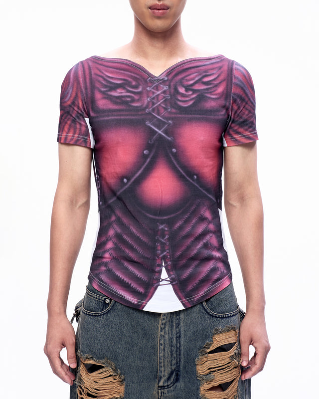 SS23 RED ARMOUR AIR BRUSH PRINT TOP (-30%)
