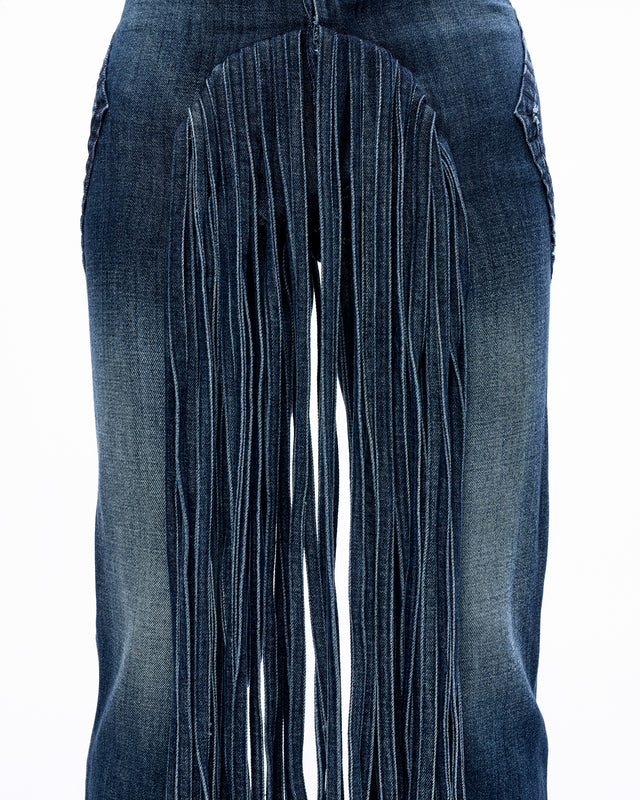 SS22 FRONT CIRCLE PANEL FRINGE JEANS (-40%)
